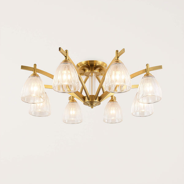 Brass & Glass Semi-Flush Mount Ceiling Light | CLNN2200