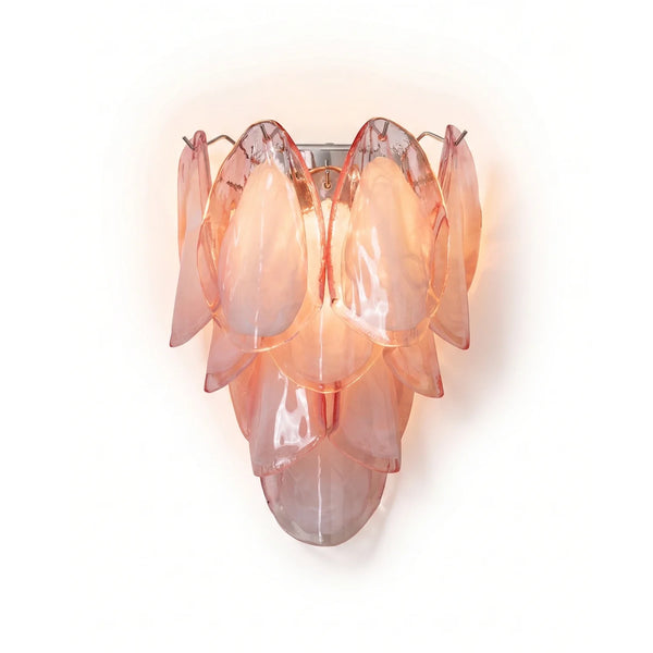 Pink Lotus Textured Glass Wall Sconce