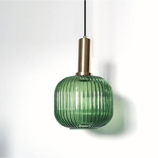 Nordic Striped Glass Lantern Pendant Light