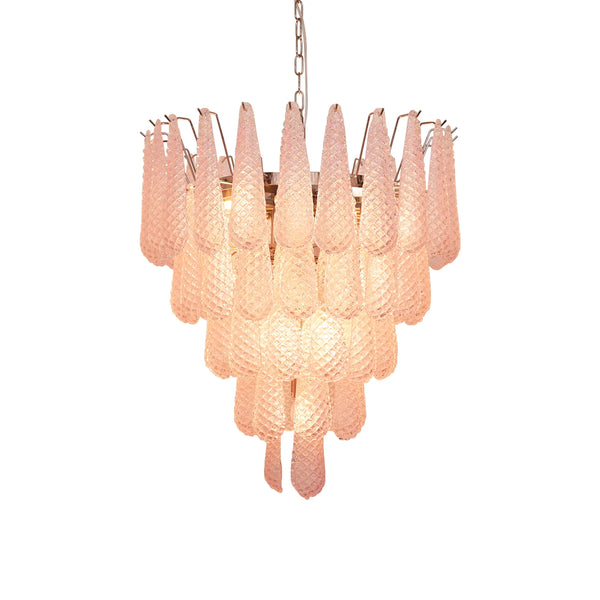 Pink Murano Petal Drop Glass Chandelier