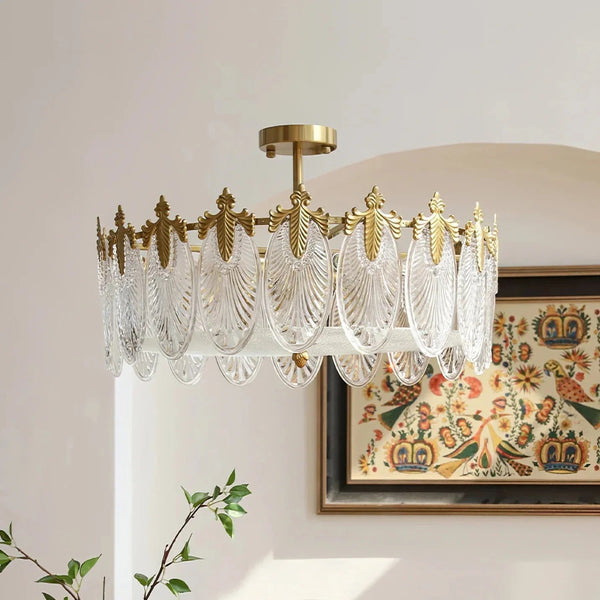 Vintage Crystal Leaf Chandelier