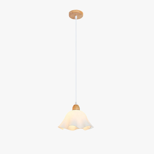 Muto Minimalist Flower /Wood Pendant Light, White