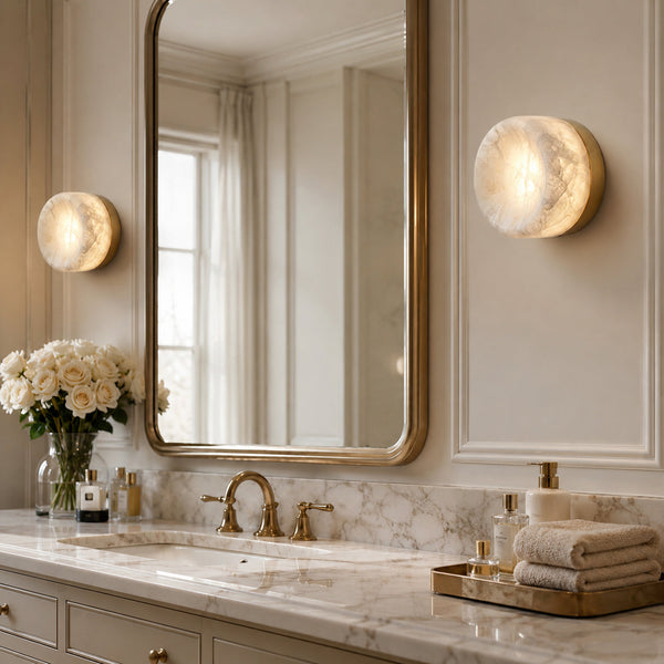 Opal Disc Alabaster Wall Sconce