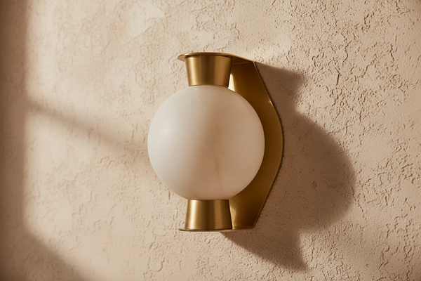 Alabaster Globe & Brass Wall Sconce | CLDFR0252