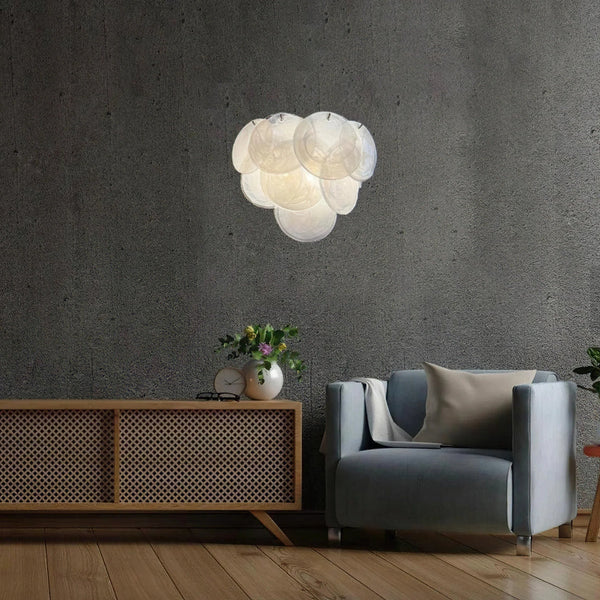 White Disc Glass Wall Sconce