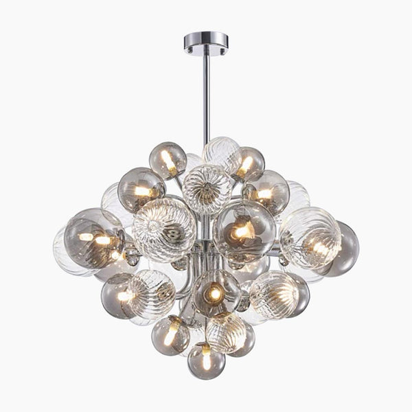 Chandelier Bubble Cluster Luxurious Glass, Smoke Grey