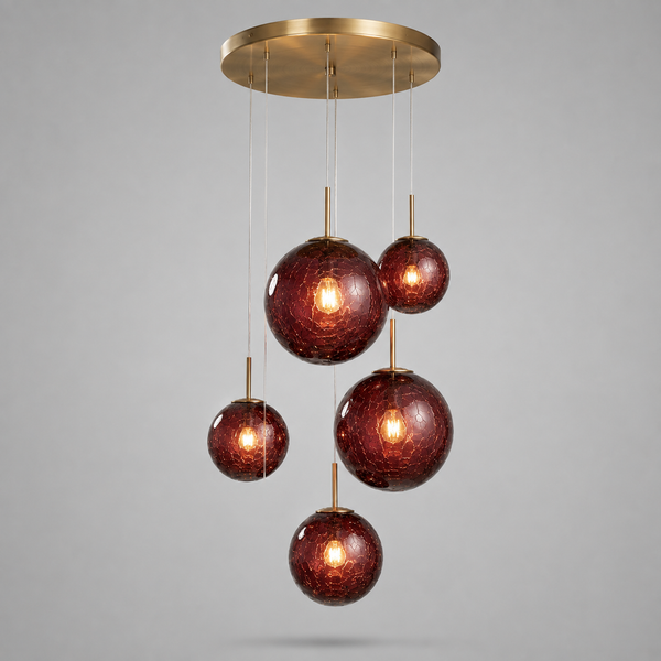 The Chromia Pendant | Burgundy Glass & Brass | CLND009