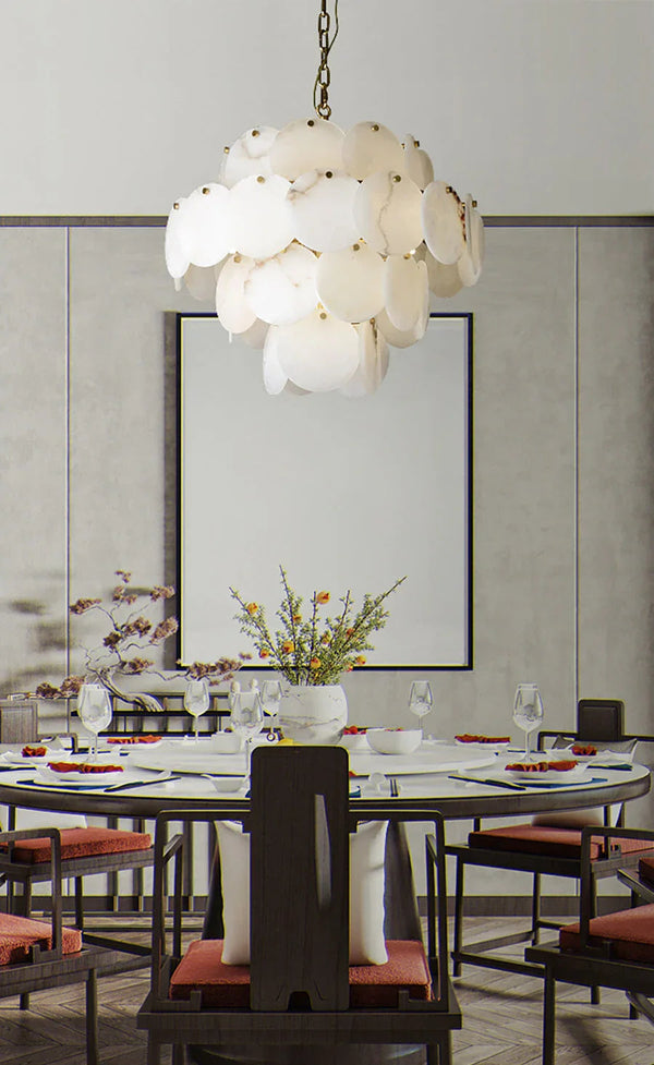 Modern Alabaster Venus Linear Chandelier