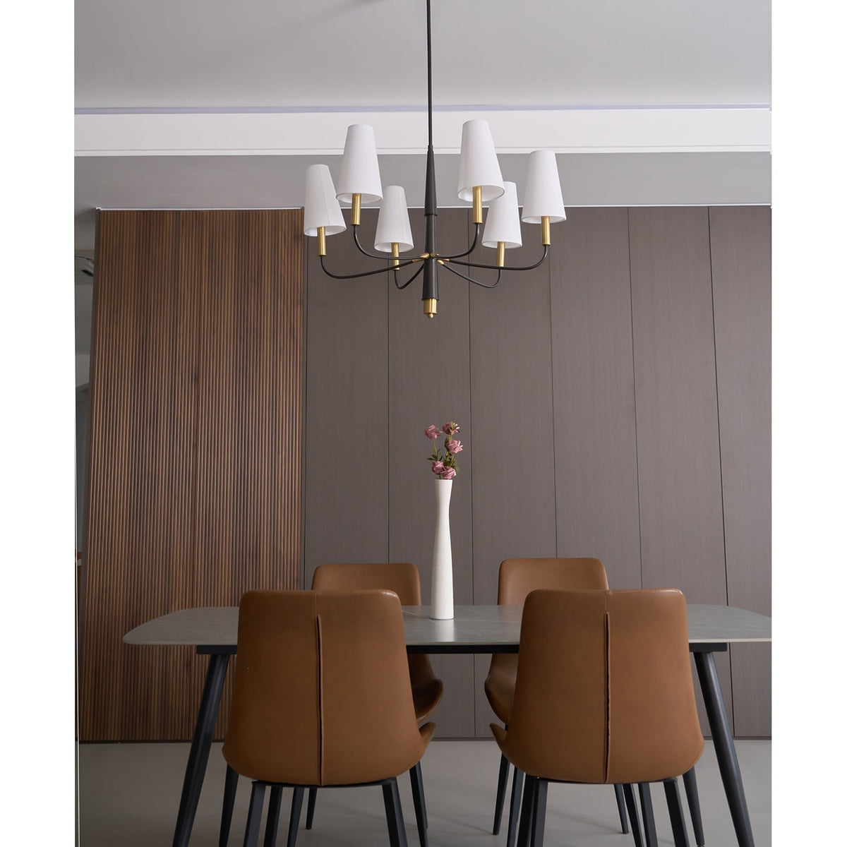 Lyshae Vintage Industrial Brass Fabric Chandelier