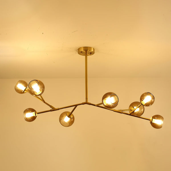 Kinetic Brass Glass Chandelier