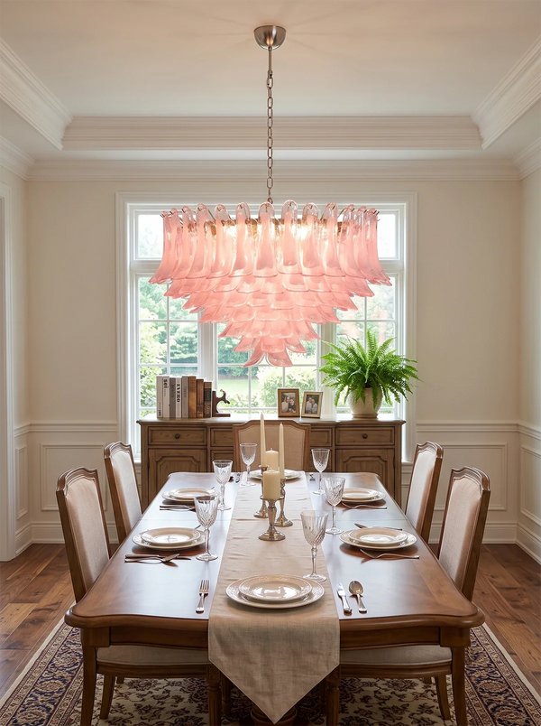 Coralie Blush Petal Glass Chandelier