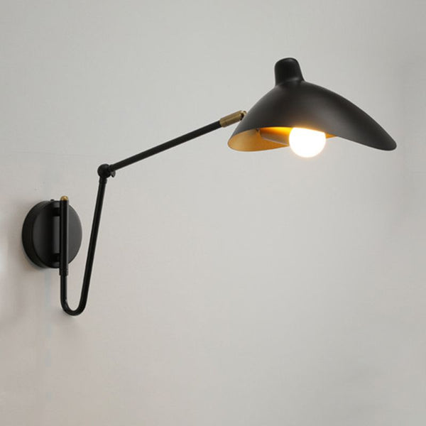 Epoch Industrial Swing Arm Vanity Wall Lamp, Black/Gold