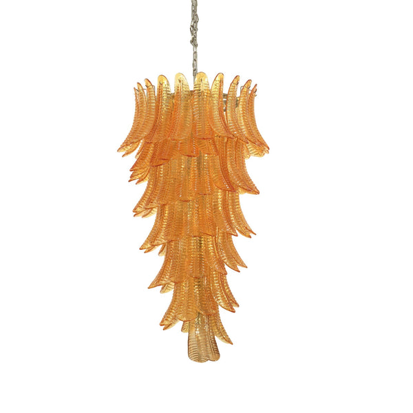 Orange Glass Leaf Cascade Chandelier