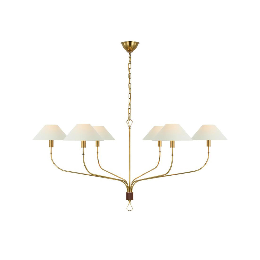 Ulshaaris Vintage Industrial Staggered Tail Brass Fabric Chandelier