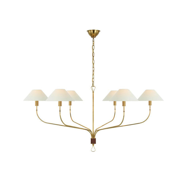 Ulshaaris Vintage Industrial Staggered Tail Brass Fabric Chandelier