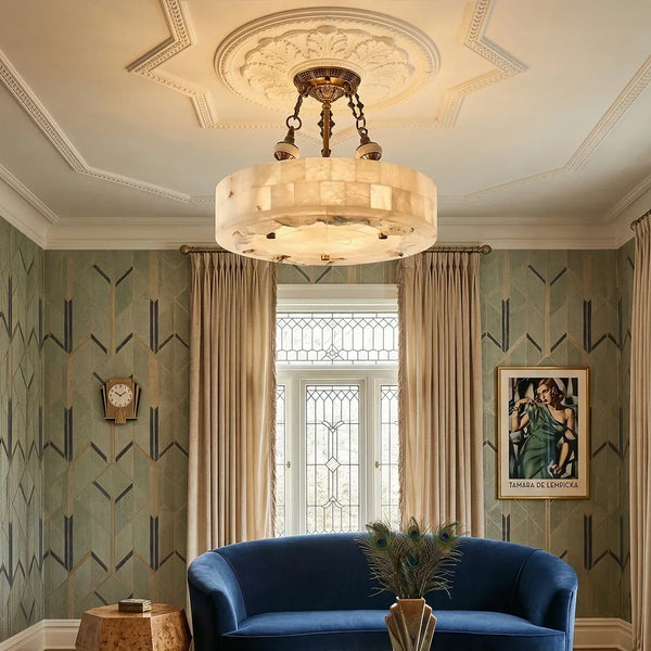 Round Aurevia Alabaster Ceiling Light
