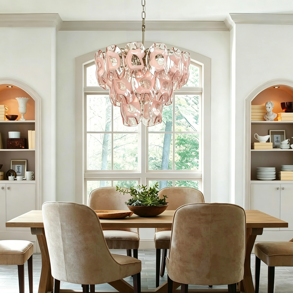 Fiorella Blush Petal Glass Chandelier