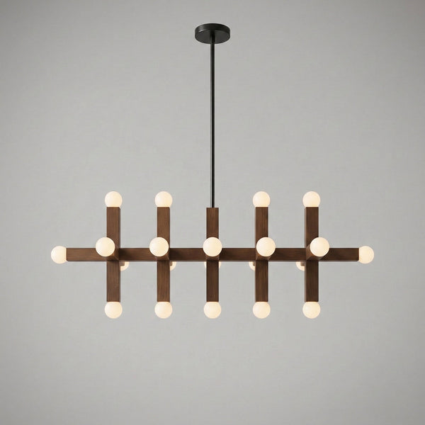 5-Link Walnut & Glass Chandelier | CLVGT0280