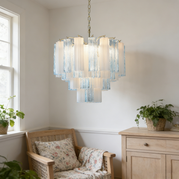 Vellune Blue White Cascade Chandelier