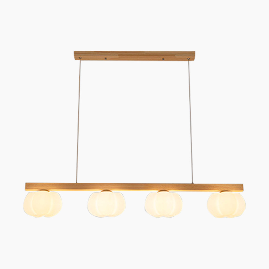 Chandelier Pendant Light Wood Modern Unique Cream Cotton, Multi Lights