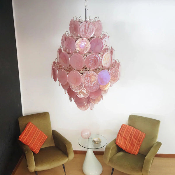 Vintage Pink Discs Chandelier