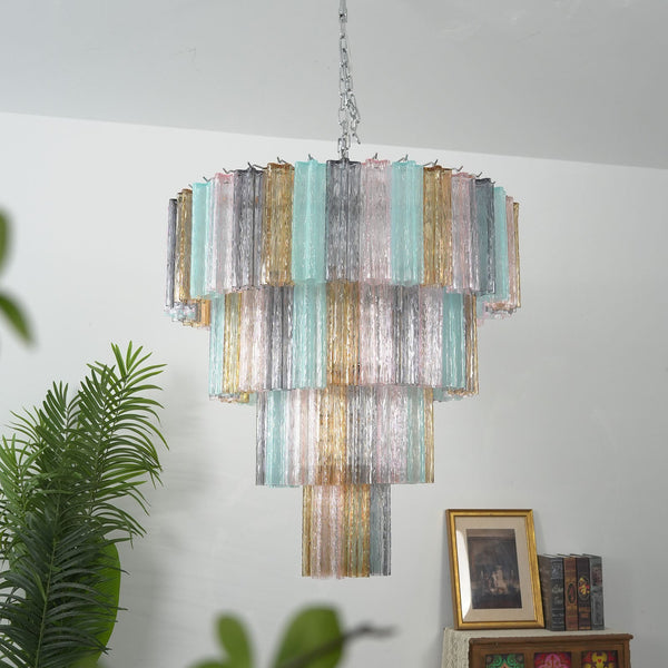 Multicolor Tronchi Murano Glass Chandelier