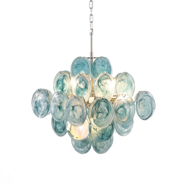 Marisol Sea Blue Disc Glass Chandelier