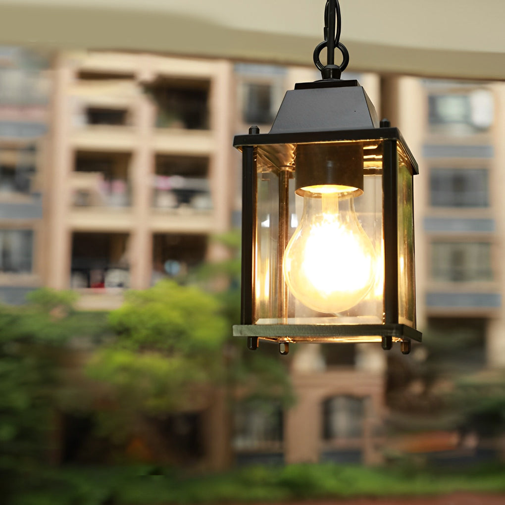 Velelielle Square Modern Glass Outdoor Pendant Lights