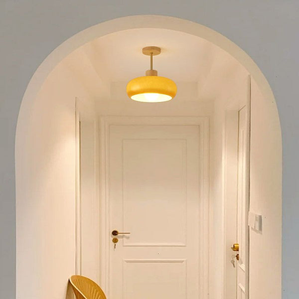 Valentina Flush Mount Ceiling Light Cup Minimalist Wood/Glass White/Orange
