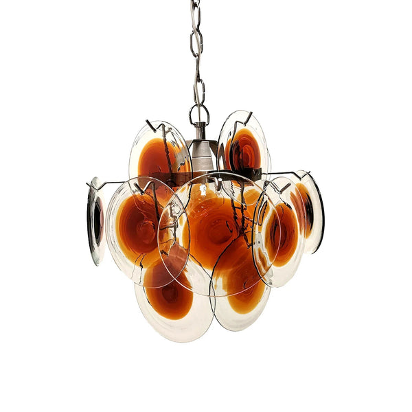 Vintage 18 Disk Chandelier Orange