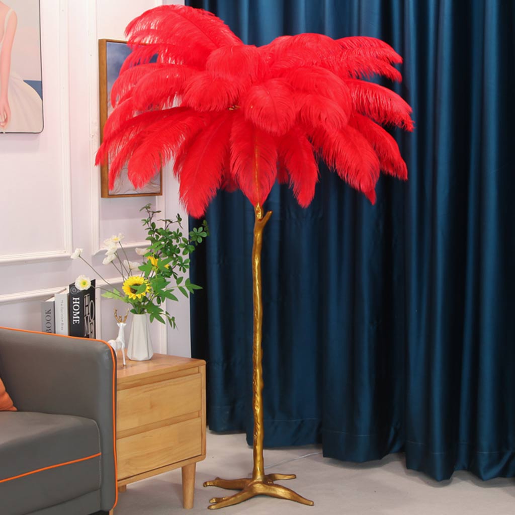 Ostrich Feather Floor Lamp Luxury, 16 Colors/Resin