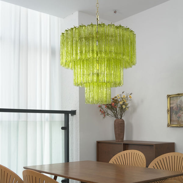 Murano Green Glacier Tier Chandelier