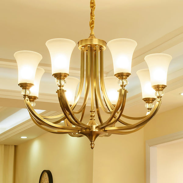 Ordoran Vintage Industrial Brass Glass Chandelier