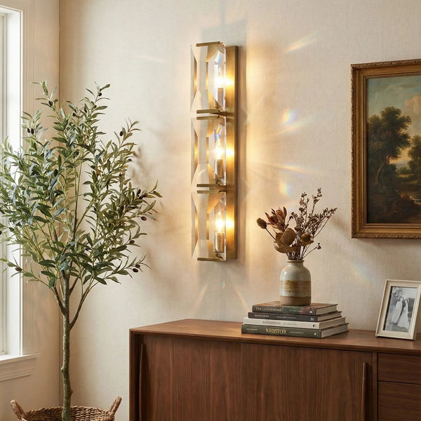 Rectangular Triple Crystal Wall Lamp