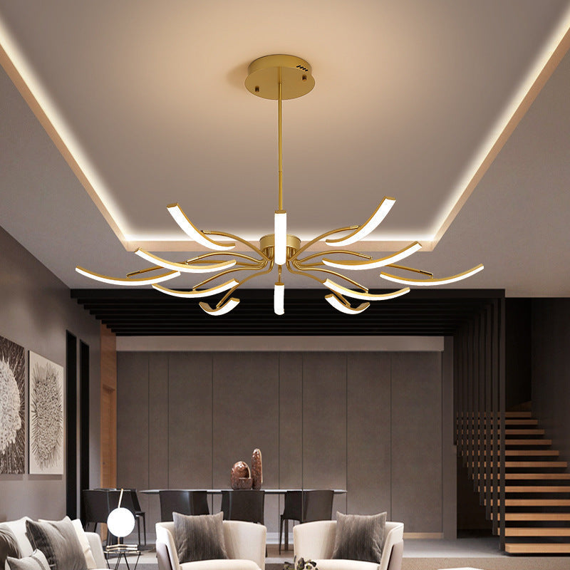 Modern Rotating Chandelier in Metal Dimmable for Living Rooms