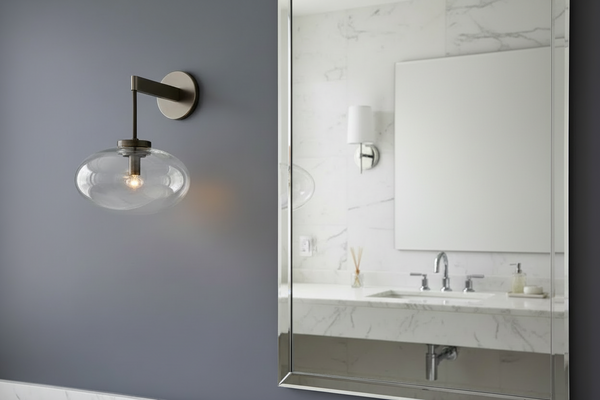 Black Glass & Stainless Steel Wall Sconce | CLFFD2