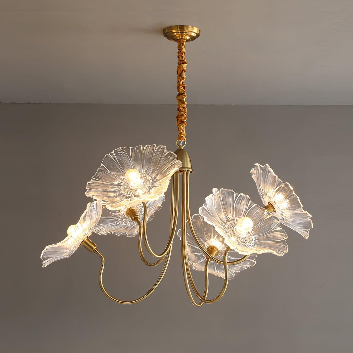 Modern Lotus Leaf Glass Living Room Chandelier