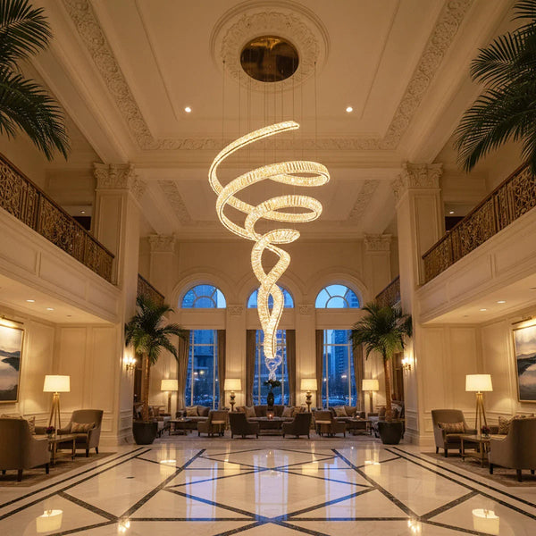 Long Spiral Crystal Chandelier