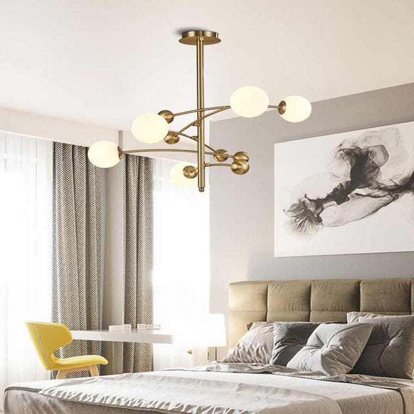 Chandelier Nordic Gold Metal White Glass Molecule Globe