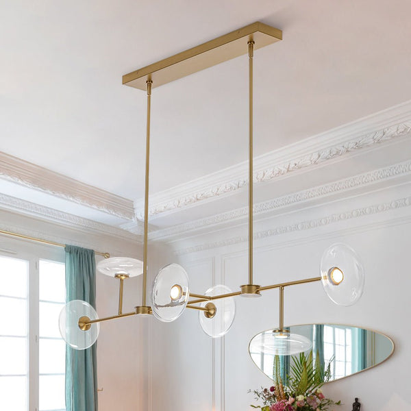 Vatnuvum Modern Dimmable LED Linear Clear Glass Chandelier