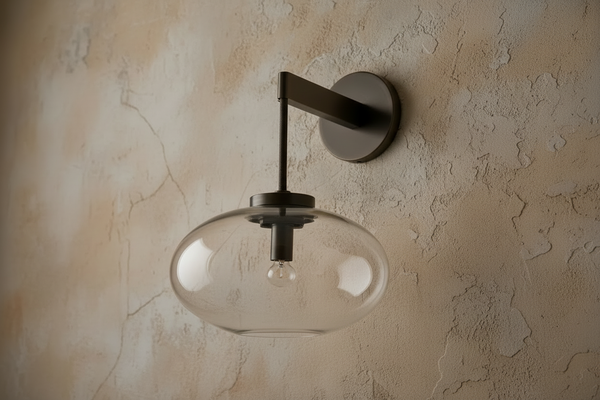 Black Glass & Stainless Steel Wall Sconce | CLFFD2