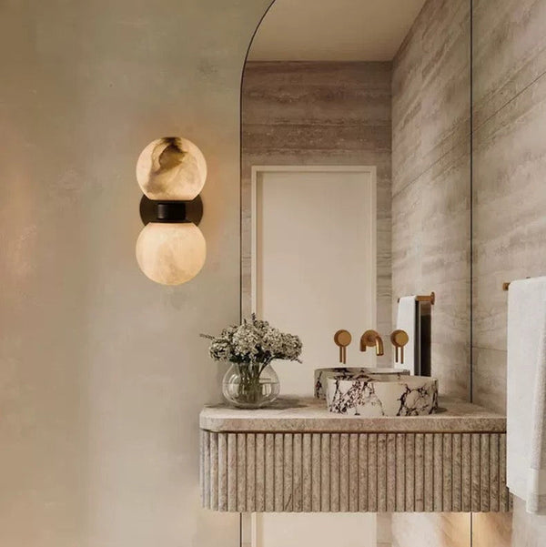 Double Alabaster Globe Wall Sconce | CLHJD12
