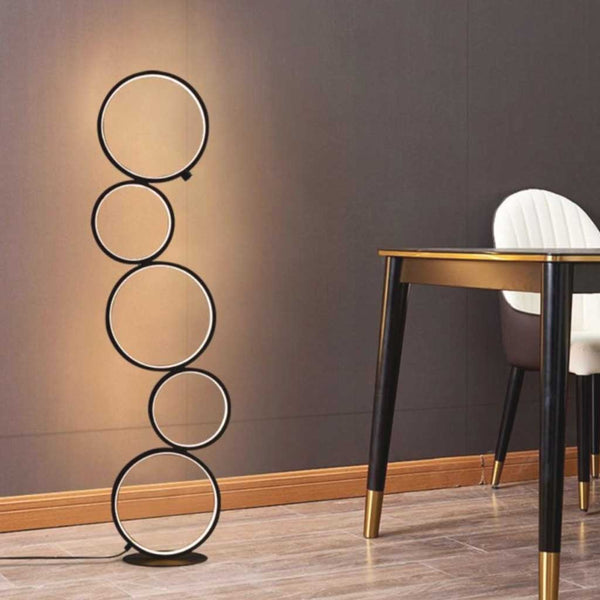 Floor Lamp Nordic Decorative Artistic Iron Ring, Black / White