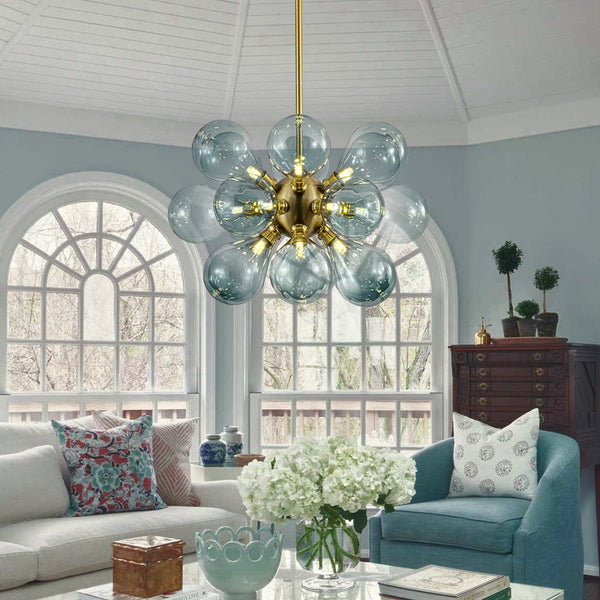 Odin Scandinavian Blue Glass Chandelier