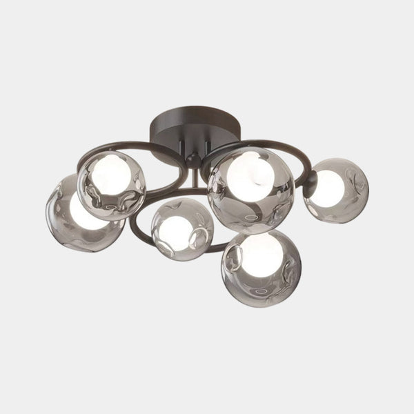 6-Light Bubble Semi-Flush Glass LED Ceiling Light