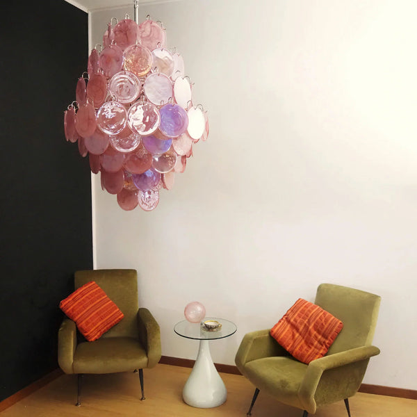 Vintage Pink Discs Chandelier