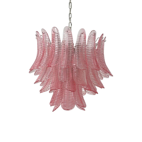 Pink Glass Leaf Chandelier