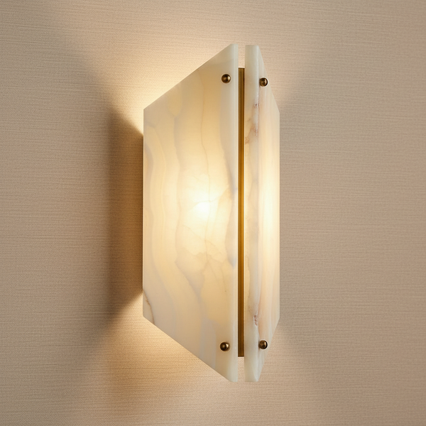 Marble Geometric Wall Lamp | Onyx & Brass | CLOPS25