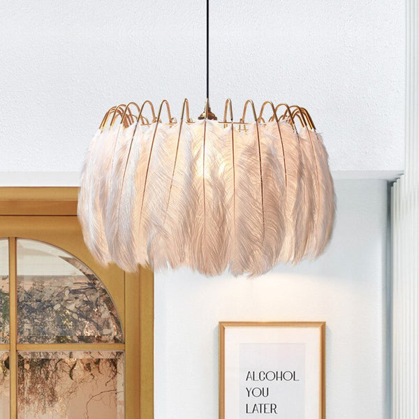 Luxury Feather Pendant Light Dimmable for Living Room