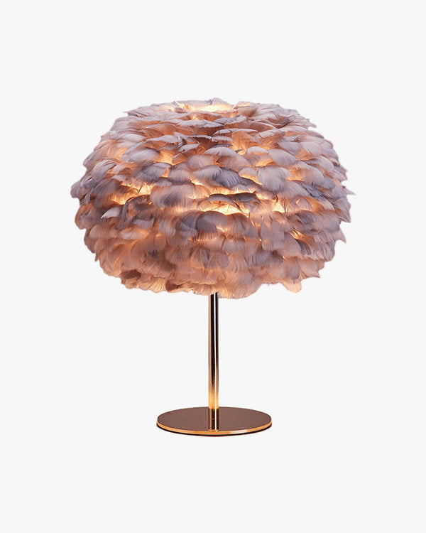 Pretty Round Feather Table Night Lamp